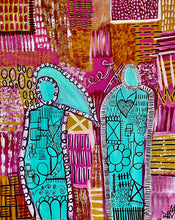 Load image into Gallery viewer, "A Deeper Meaning And Connection" original abstract figurative canvas painting By Artist Sierra Barnes.