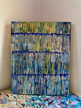 Load image into Gallery viewer, "A Different Rhythm' – Original Abstract Drip Painting Infused with Rose Quartz, Amethyst, Citrine & Selenite