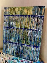 Load image into Gallery viewer, "A Different Rhythm' – Original Abstract Drip Painting Infused with Rose Quartz, Amethyst, Citrine & Selenite