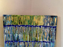 Load image into Gallery viewer, "A Different Rhythm' – Original Abstract Drip Painting Infused with Rose Quartz, Amethyst, Citrine & Selenite