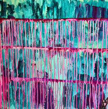 Load image into Gallery viewer, "Benefiting" Original Abstract Drip Painting Infused With Amethyst On Canvas