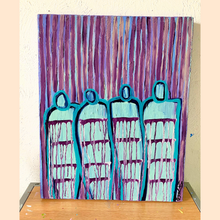 Load image into Gallery viewer, original abstract figurative painting - acrylic infused with amethyst featuring an original poem handwritten on the back.