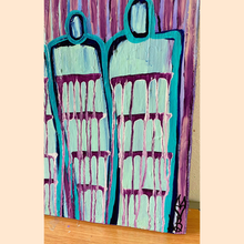 Load image into Gallery viewer, original abstract figurative painting - acrylic infused with amethyst featuring an original poem handwritten on the back.