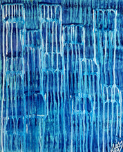 Load image into Gallery viewer, "Diving Deep" Original Abstract Painting Infused With Rose Quartz On Wood Panel