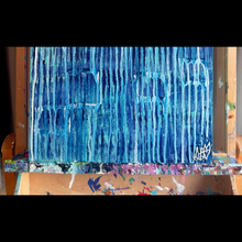 Load image into Gallery viewer, "Diving Deep" Original Abstract Painting Infused With Rose Quartz On Wood Panel