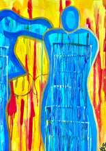 Load image into Gallery viewer, Original abstract figurative painting on canvas featuring an original poem handwritten on the back.