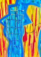 Load image into Gallery viewer, Original abstract figurative painting on canvas featuring an original poem handwritten on the back.