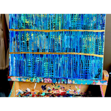 Load image into Gallery viewer, "Refelcting With Gratitude" Orignal Abstract Drip Painting Infused With Clear Quartz, Selenite, And Amethyst