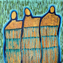 Load image into Gallery viewer, "Tranquility And Faith" Original Abstract Figurative Painting Infused With Rose Quartz, Citrine, And Moonstone