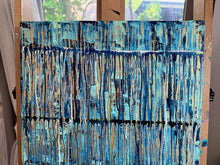 Load image into Gallery viewer, "Walking In Positivity" Original Abstract Drip Painting Infused With Clear Quartz, Black Obsidian, And Selenite