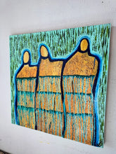 Load image into Gallery viewer, "Tranquility And Faith" Original Abstract Figurative Painting Infused With Rose Quartz, Citrine, And Moonstone