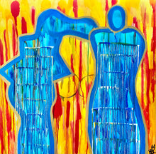 Load image into Gallery viewer, Original abstract figurative painting on canvas featuring an original poem handwritten on the back.