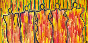 "Bloom From Within" Original Abstract Figurative Painting Infused With Amethyst
