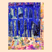Load image into Gallery viewer, &quot;Blossoming Through The Chaos&quot; Rose Quartz Infused Original Blue Abstract Painting, Blue Wall Art, Contemporary Art, Small Painting, Home Decor Art
