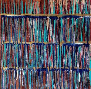 "Breaking Through Challenges" Original Abstract Drip Painting Infused With Selenite