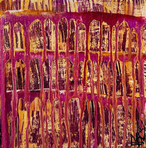"Deep Passion" Original Abstract Painting Infused With Rose Quartz And Carnelian On Canvas