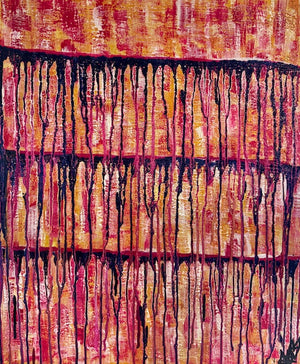 "Feeling Full Of Gratitude" Orginal Abstract Painting Infused With Moonstone