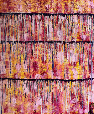 "Feeling Full Of Joy And Gratitude" Original Abstract Painting Infused With Rose Quartz On Canvas