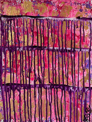 "Find Joy In The Little Things" Original Abstract Painting Infused With Rose Quartz, Amethyst, And Blue Calcite