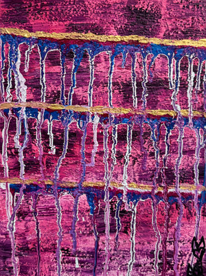 "Healing Journey" Original Abstract Painting Infused With Blue Calcite On Canvas