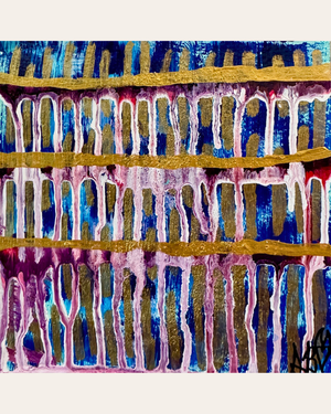 "I Am Open" Original Abstract Painting Infused With Rose Quartz On Paper