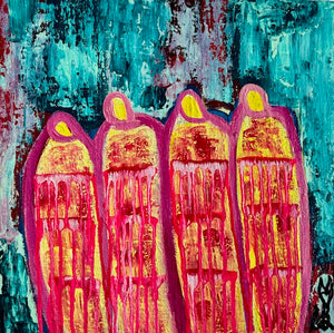 "Inner Work" Original Abstract  Figurative Painting Infused With Citrine