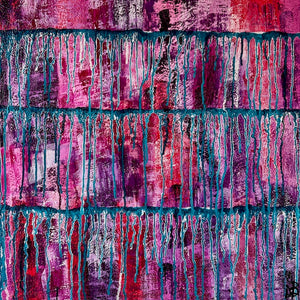 "Magical Vibration" Original Abstract Painting Infused With Crystals On Canvas