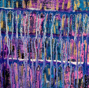 "Magic Within The Chaos" Original Abstract Painting Infused With Rose Quartz And Moonstone