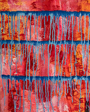 "Overcome" Original Abstract Painting Infused With Amethyst And Amazonite