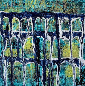 "Protect Your Energy" Small Original Abstract Drip Painting Infused With Amethyst