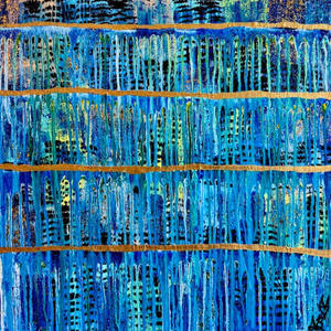 "Refelcting With Gratitude" Orignal Abstract Drip Painting Infused With Clear Quartz, Selenite, And Amethyst