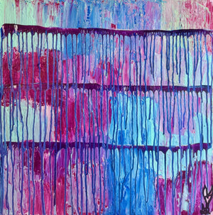 "Stepping Out of The Box" Original Abstract Painting Infused With Black Obsidian And Black Tourmaline