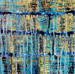 "The Inner Calling" Original Abstract Drip Painting Infused With Rose Quartz