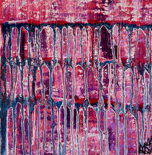 "The Power" Original Abstract Painting Infused With Rose Quartz And Carnelian On Canvas