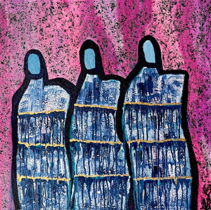 "Wash Away" Original Abstract Figurative Painting Infused With Carnelian, Rose Quartz, And Selenite