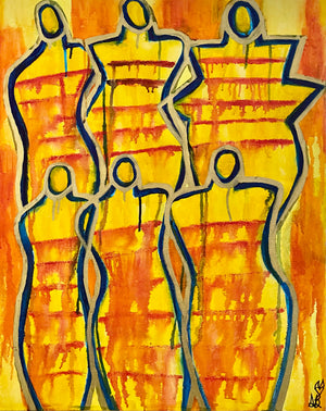 "A New Glow" Original Abstract Figurative Painting Infused With Carnelian And Citrine